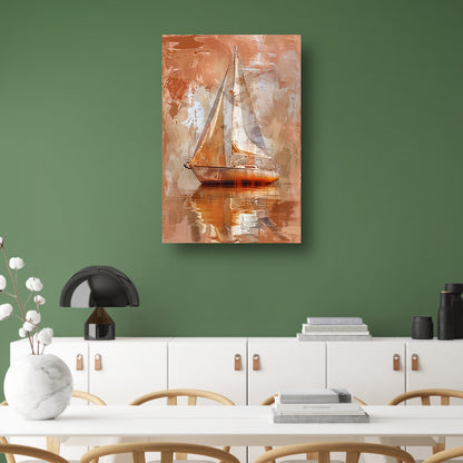 Abstracte zeilboot op reflecterend water acrylglas