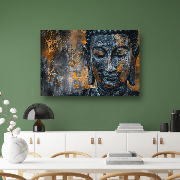 Mystieke Boeddha portret met abstracte texturen poster