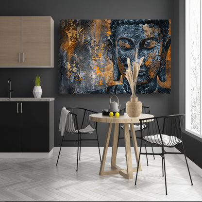Mystieke Boeddha portret met abstracte texturen acrylglas