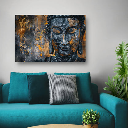 Mystieke Boeddha portret met abstracte texturen poster