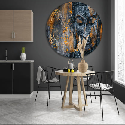 Mystieke Boeddha portret met abstracte texturen aluminium muurcirkel