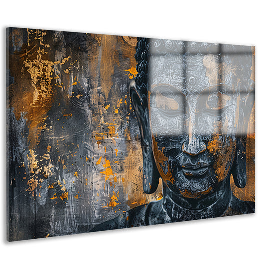 Mystieke Boeddha portret met abstracte texturen acrylglas