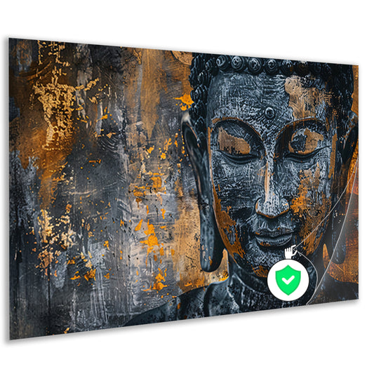 Mystieke Boeddha portret met abstracte texturen poster