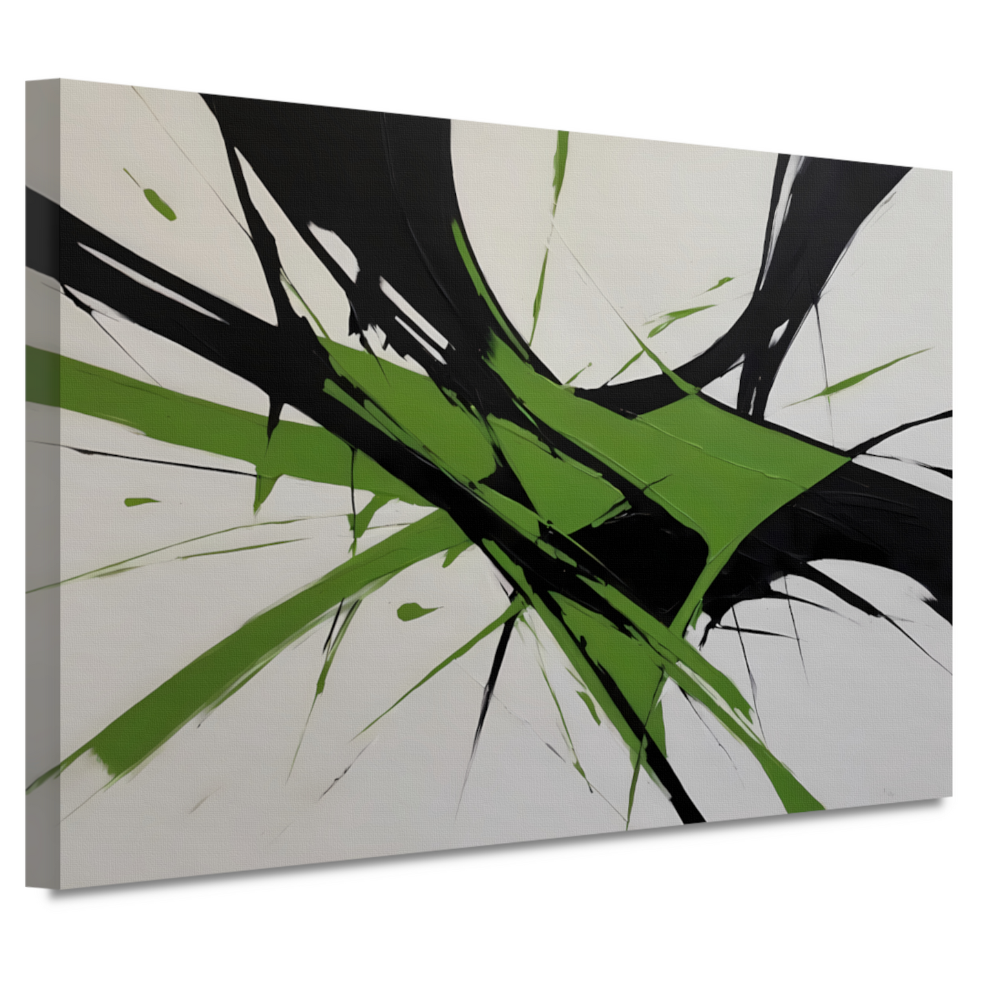 Groene en Zwarte Abstracte Dynamiek canvas