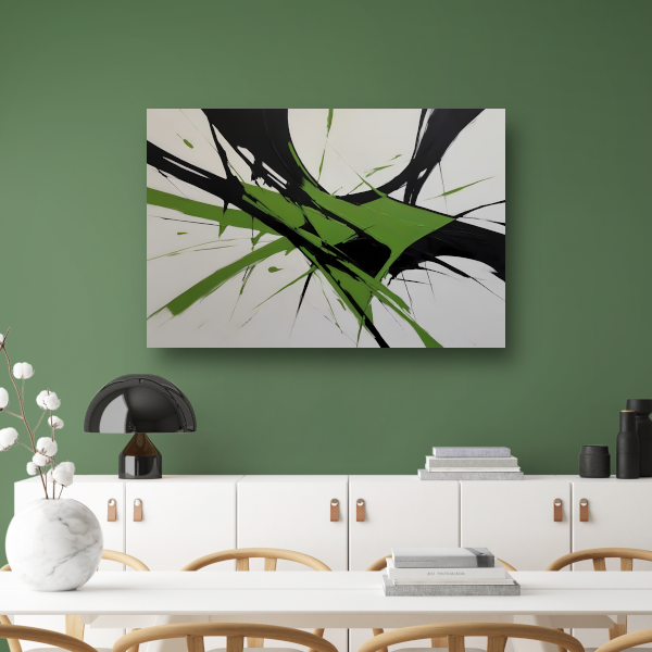 Groene en Zwarte Abstracte Dynamiek canvas