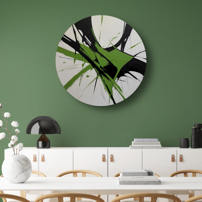 Groene en Zwarte Abstracte Dynamiek forex muurcirkel