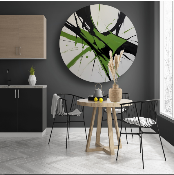 Groene en Zwarte Abstracte Dynamiek forex muurcirkel