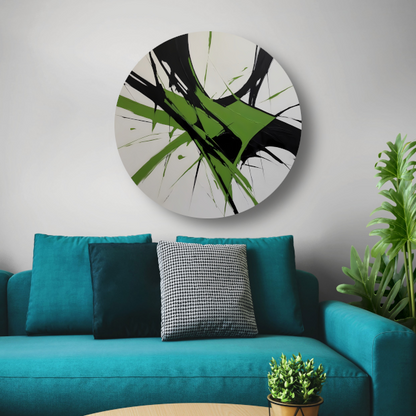 Groene en Zwarte Abstracte Dynamiek forex muurcirkel