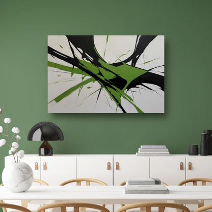 Groene en Zwarte Abstracte Dynamiek poster