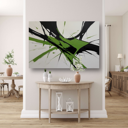 Groene en Zwarte Abstracte Dynamiek poster