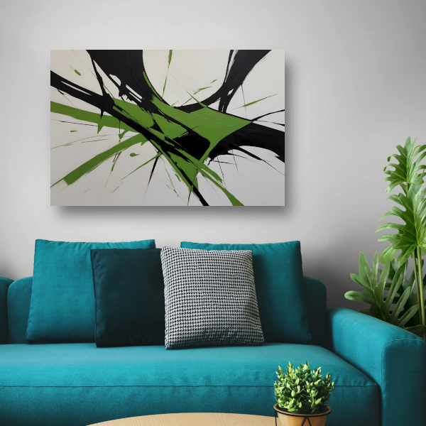 Groene en Zwarte Abstracte Dynamiek poster