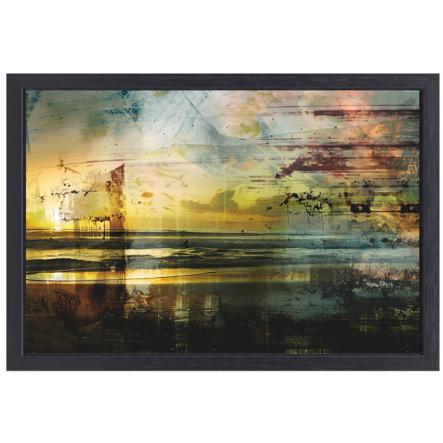 Zonsondergang Boven Water canvas met baklijst