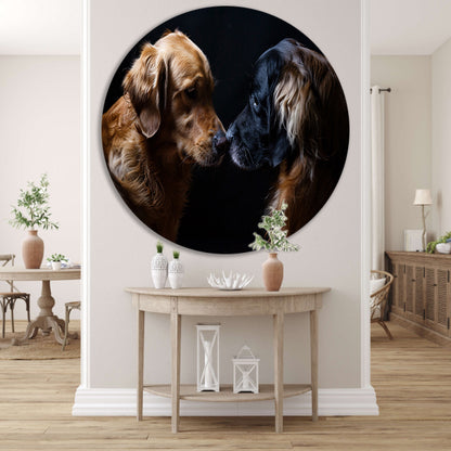 Twee honden raken elkaar met de neus forex muurcirkel