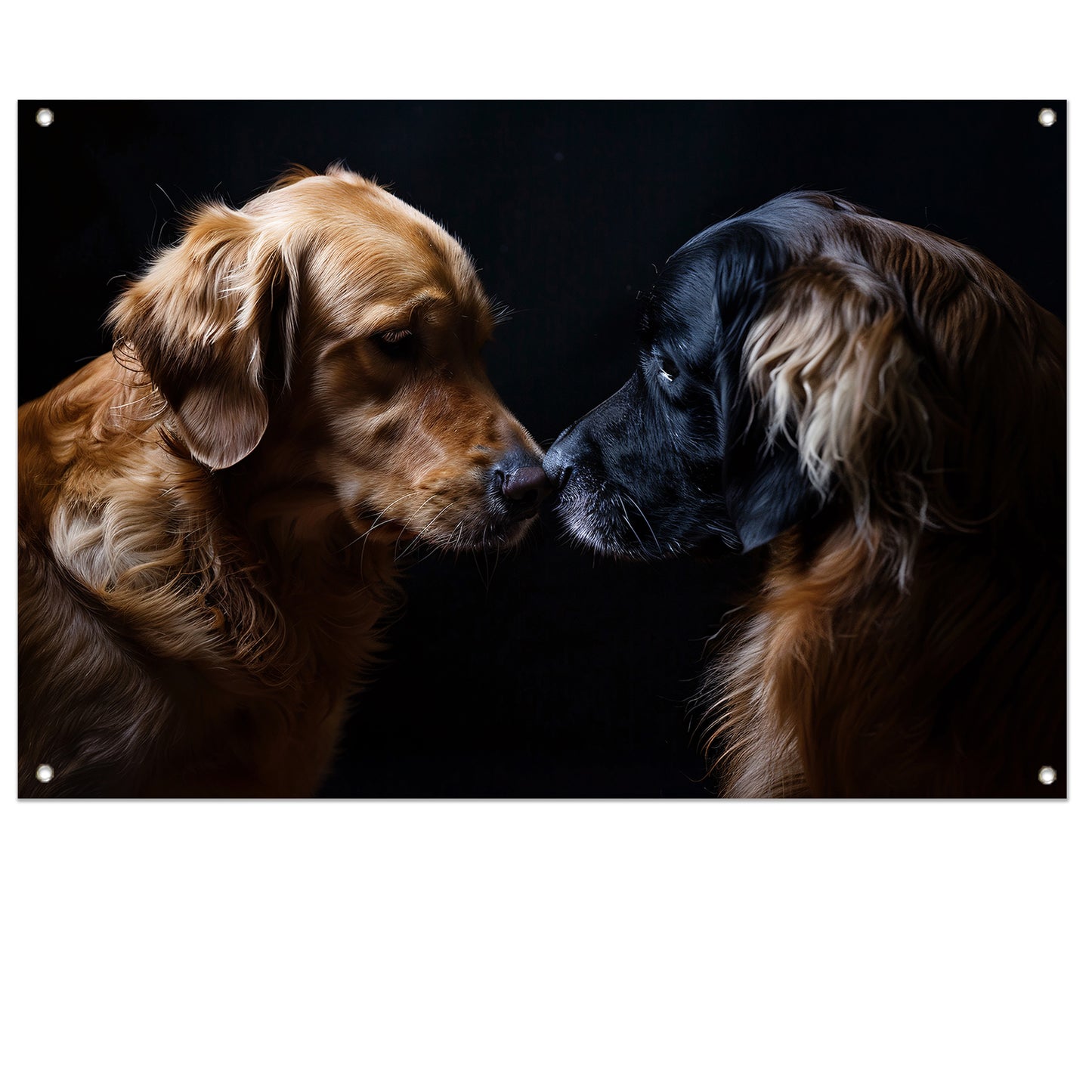 Twee honden raken elkaar met de neus tuinposter