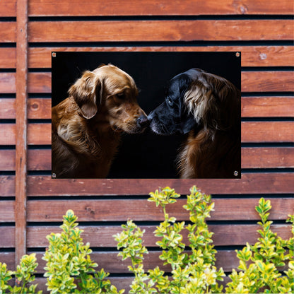 Twee honden raken elkaar met de neus tuinposter