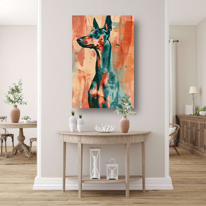 Abstract schilderij van een kleurrijke hond poster