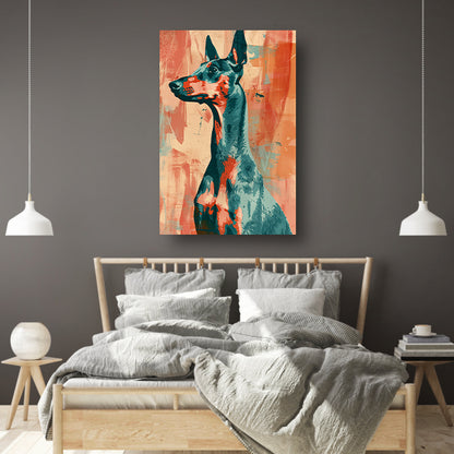 Abstract schilderij van een kleurrijke hond poster