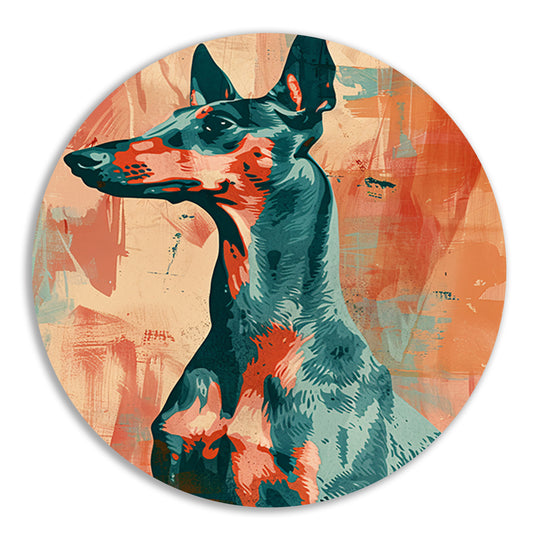 Abstract schilderij van een kleurrijke hond aluminium muurcirkel