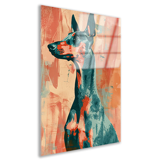 Abstract schilderij van een kleurrijke hond acrylglas