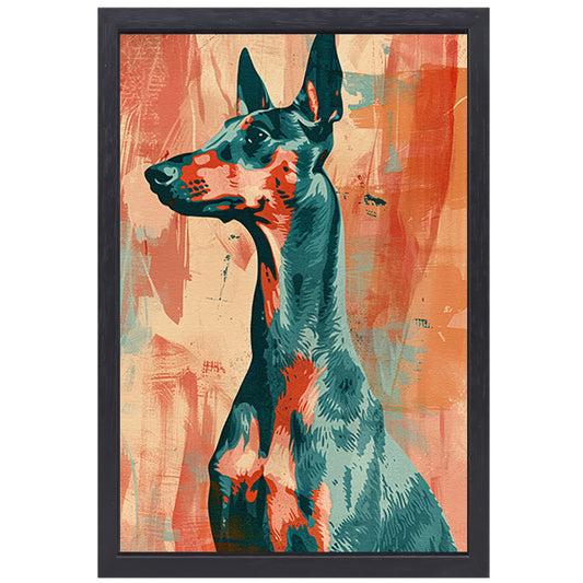 Abstract schilderij van een kleurrijke hond canvas met baklijst