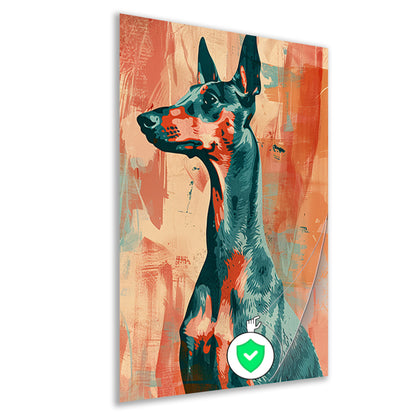 Abstract schilderij van een kleurrijke hond poster