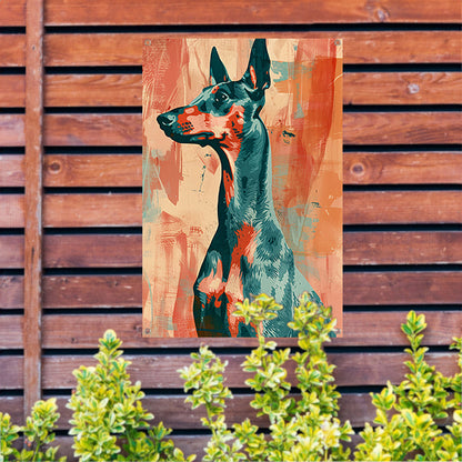 Abstract schilderij van een kleurrijke hond tuinposter