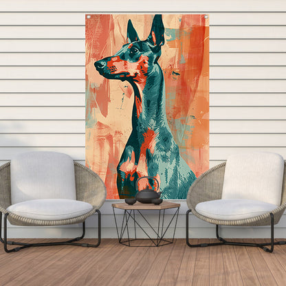 Abstract schilderij van een kleurrijke hond tuinposter