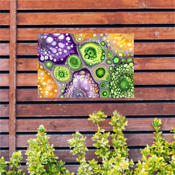 Abstract kunstwerk met kleurrijke patronen tuinposter