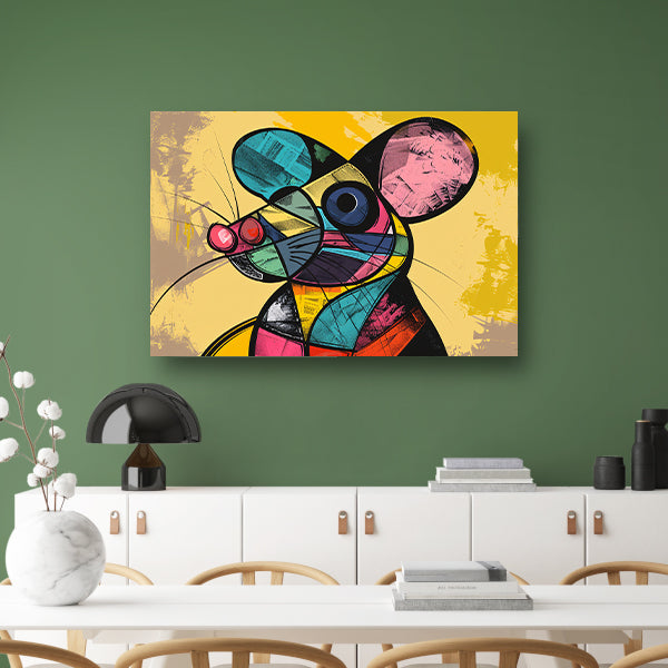 Kubistische muis in levendige geometrische vormen canvas