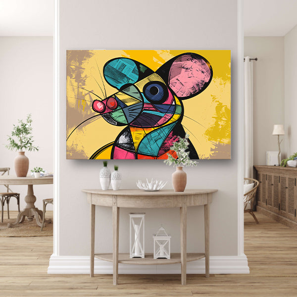 Kubistische muis in levendige geometrische vormen canvas