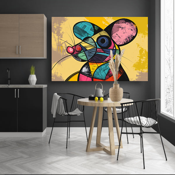 Kubistische muis in levendige geometrische vormen canvas
