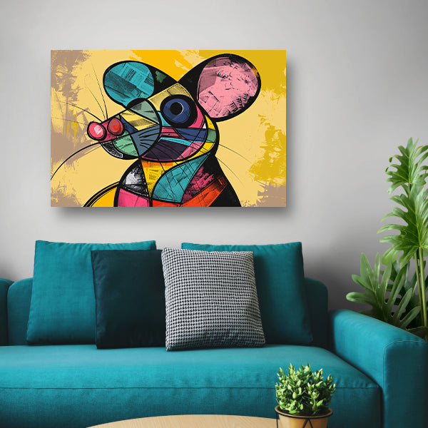 Kubistische muis in levendige geometrische vormen canvas