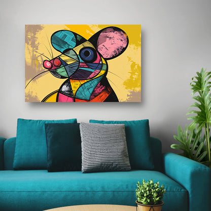 Kubistische muis in levendige geometrische vormen canvas