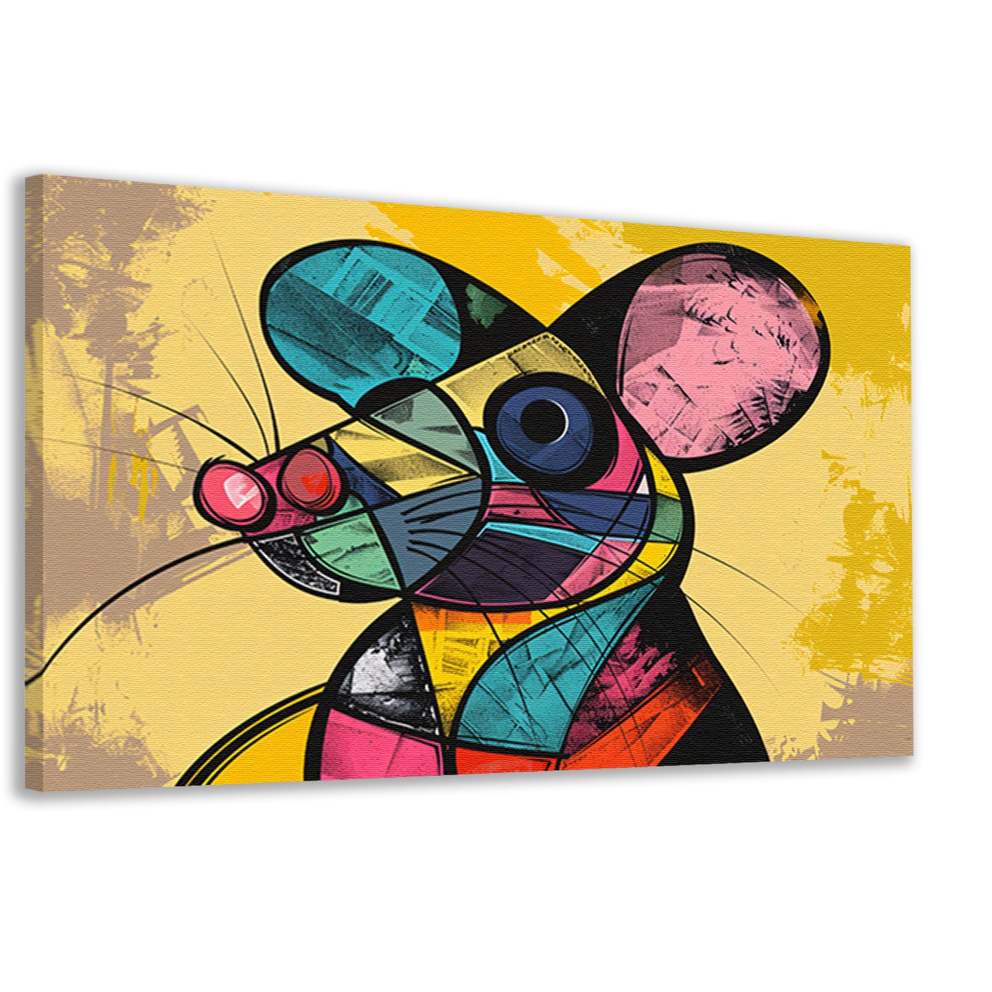 Kubistische muis in levendige geometrische vormen canvas