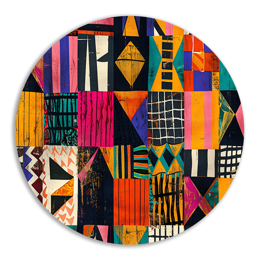 Abstract geometrisch kunstwerk in levendige kleuren   forex muurcirkel