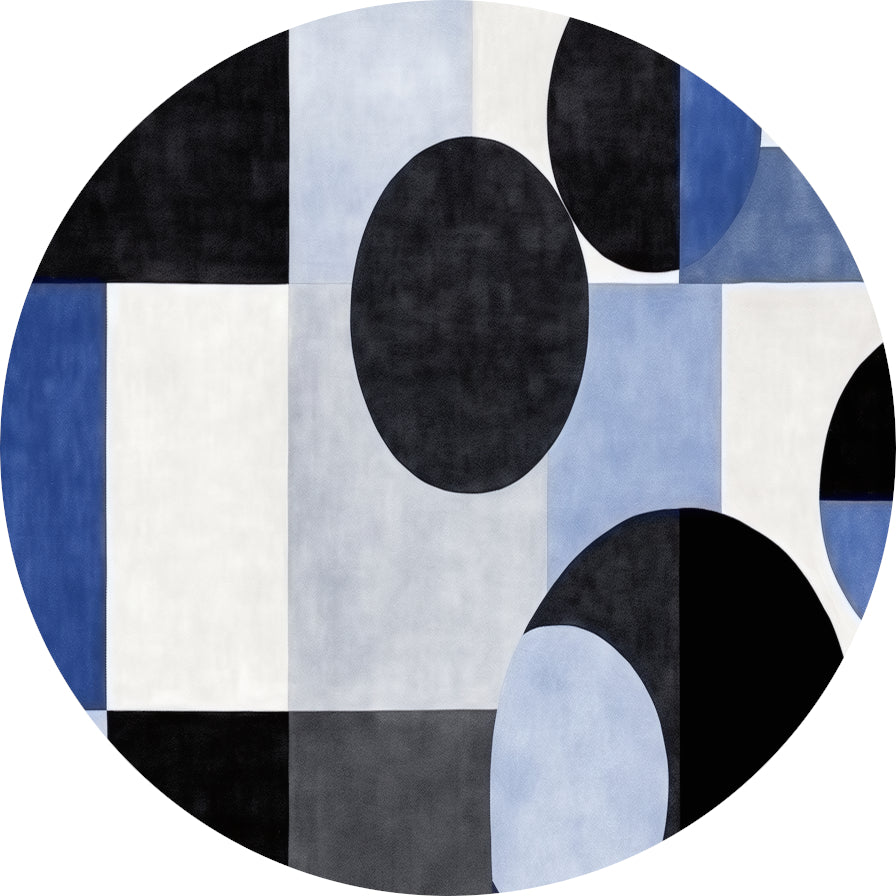 Blauwe Cirkels in Monochrome Tinten aluminium muurcirkel