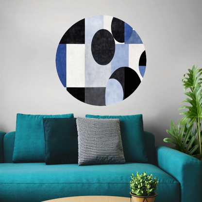 Blauwe Cirkels in Monochrome Tinten forex muurcirkel
