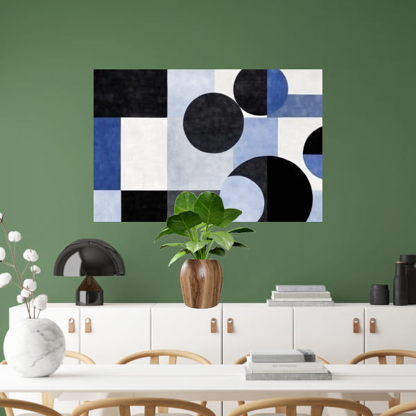 Blauwe Cirkels in Monochrome Tinten poster