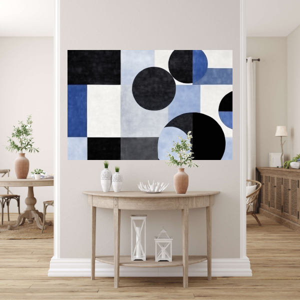 Blauwe Cirkels in Monochrome Tinten poster