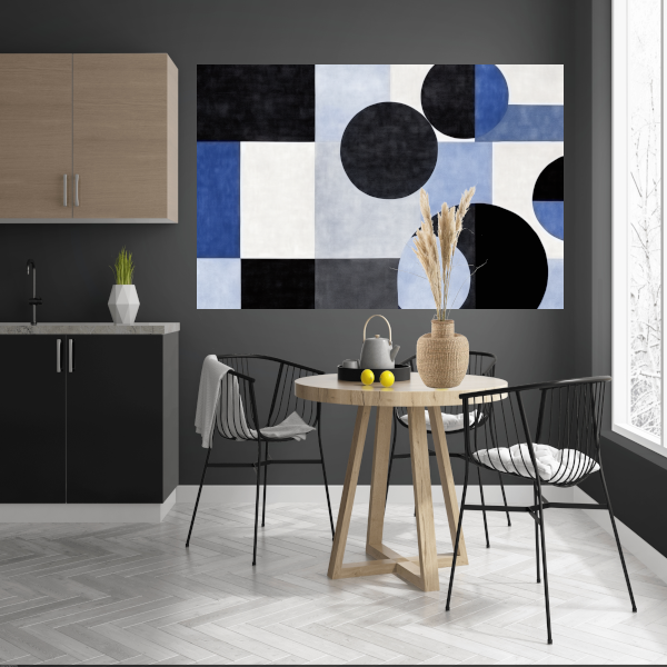 Blauwe Cirkels in Monochrome Tinten poster