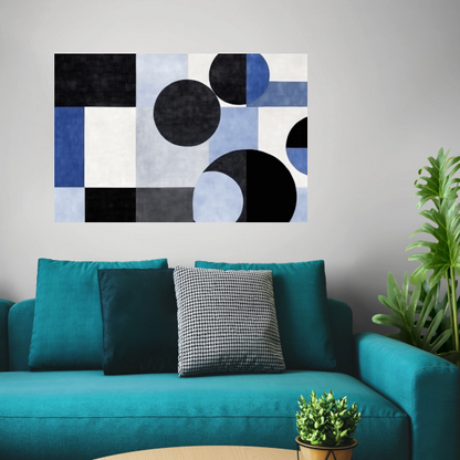 Blauwe Cirkels in Monochrome Tinten poster