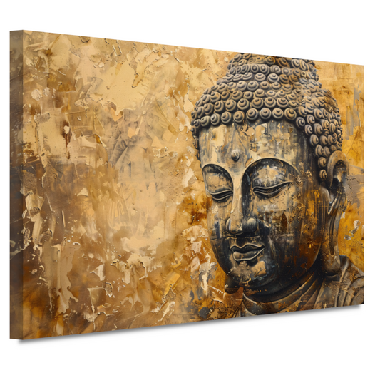 Boeddha afgebeeld in gouden en bruine tinten canvas