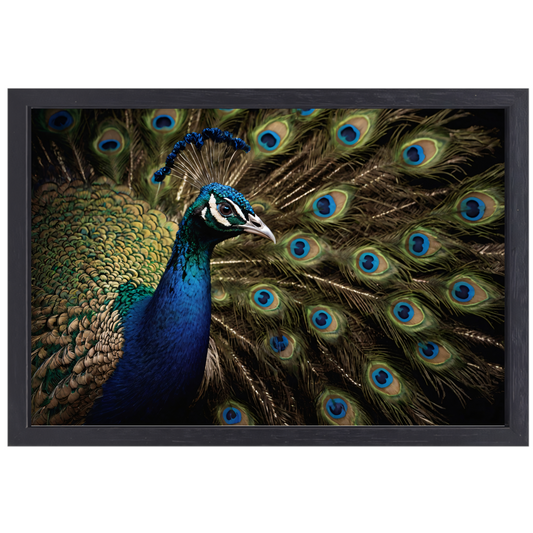 De Koninklijke Pracht van een Pauw canvas met baklijst