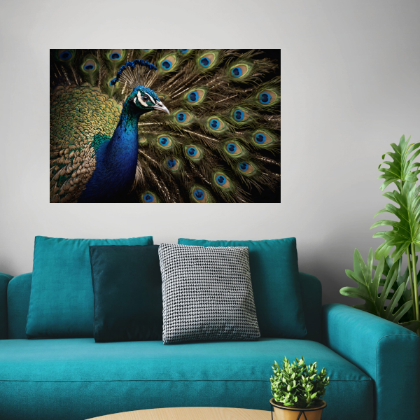 De Koninklijke Pracht van een Pauw canvas met baklijst