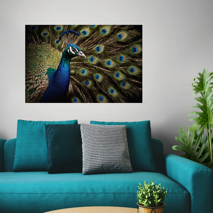 De Koninklijke Pracht van een Pauw canvas met baklijst