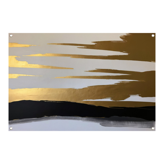 Abstracte Horizon in Goud en Zwart tuinposter