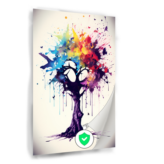 Abstracte Boom met Kleurrijke Vlinders poster