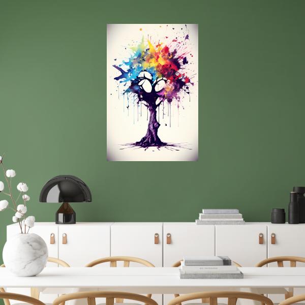 Abstracte Boom met Kleurrijke Vlinders poster