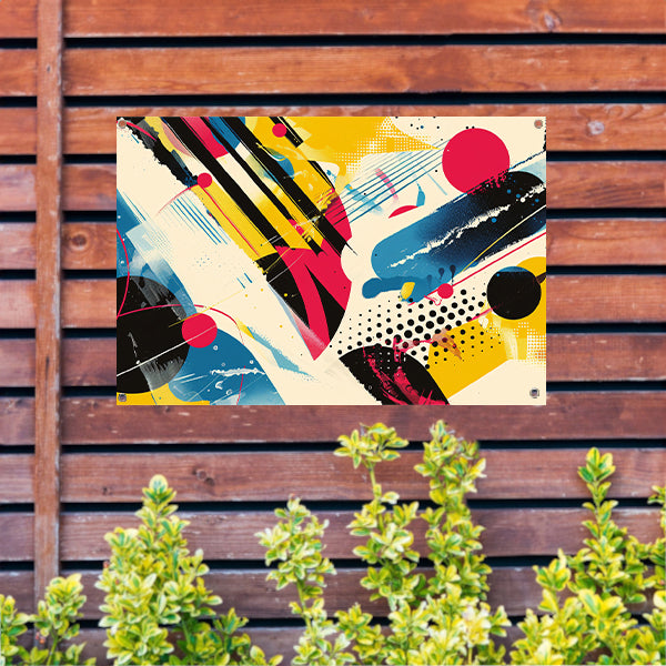Abstracte kunst met levendige kleuren en vormen tuinposter