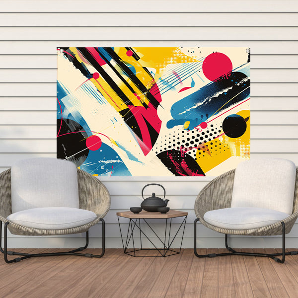 Abstracte kunst met levendige kleuren en vormen tuinposter